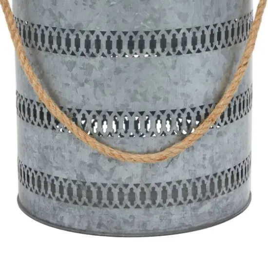 Gray Metal Coastal Lantern Set {7}
