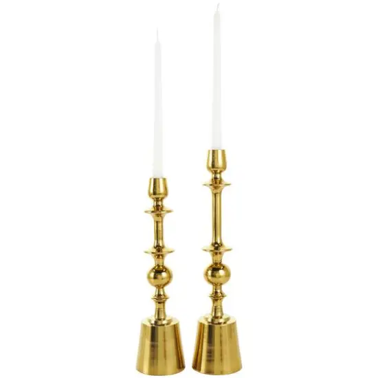 Gold Aluminum Candle Holder Set {4}
