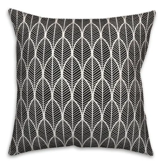 Leaf Pattern Indoor/Outdoor Throw Pillow Black {1}