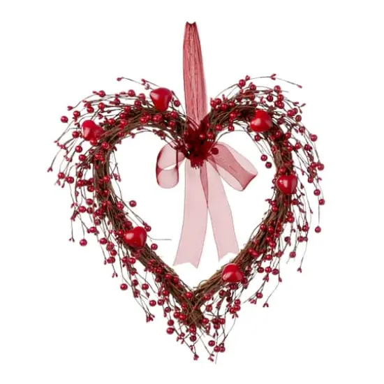 Glitzhome&reg; 17" Valentine's Berry Heart Wreath {1}