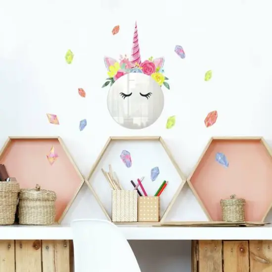 RoomMates Floral Unicorn Mirror Peel & Stick Wall Decals {4}