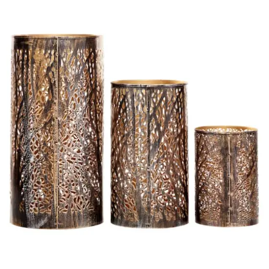 Set of 3 Metal Eclectic Lantern, 6", 9", 12 Bare Tree Branch {6}