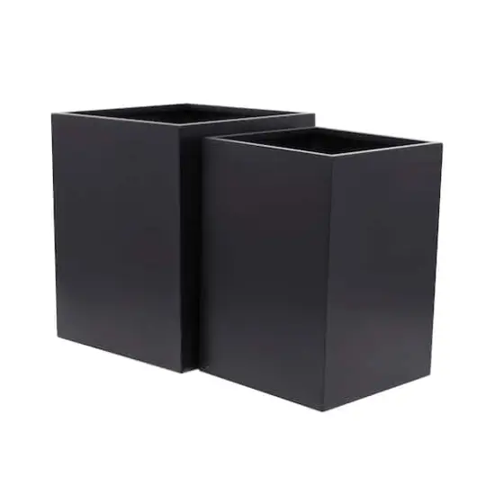Black Modern Planter, Set of 2" 18", 14" {3}