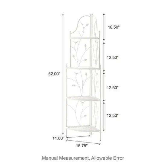 Glitzhome&reg; 4ft. Metal 4-Tiered Corner Shelf Stand White {9}