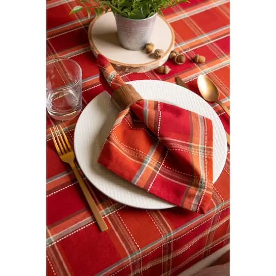 DII&reg; 70" Autumn Spice Plaid Round Tablecloth {5}