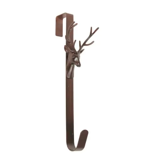 15.25" Brown Rustic Deer Over the Door Wreath Hanger {1}