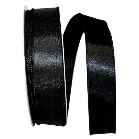JAM Paper 1.5" x 50yd. Satin Value Wired Ribbon Black {1}