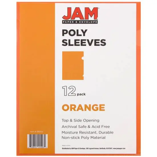 JAM Paper 9" x 11.5" Plastic Sleeve Page Protectors, 120ct. Orange {5}