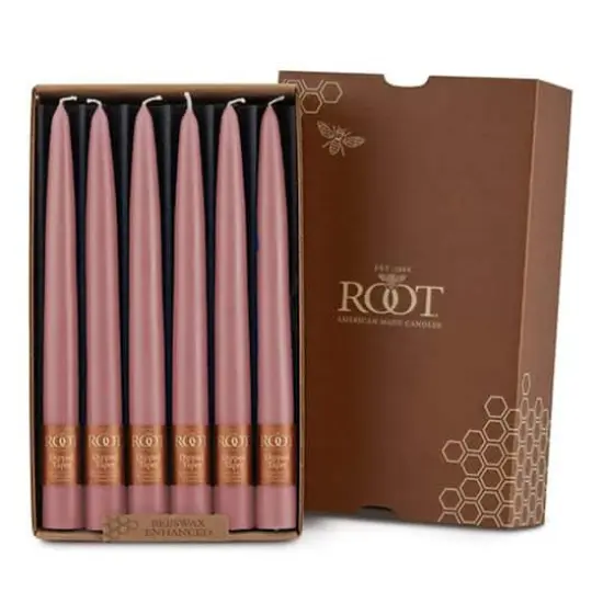 Root Candles 9" Unscented Taper Candles, 12ct. Dusty Rose {1}