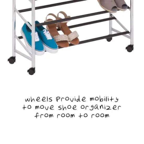 Honey Can Do 30 Pair Chrome Rolling Shoe Tower {4}