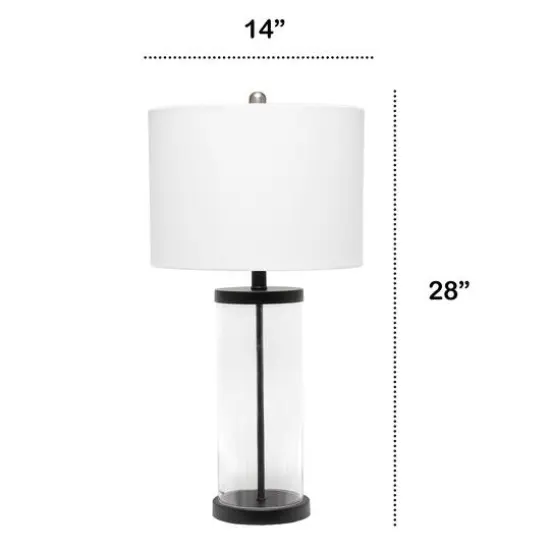 Lalia Home 27.5" Entrapped Glass Table Lamp with White Fabric Shade Black and White {4}