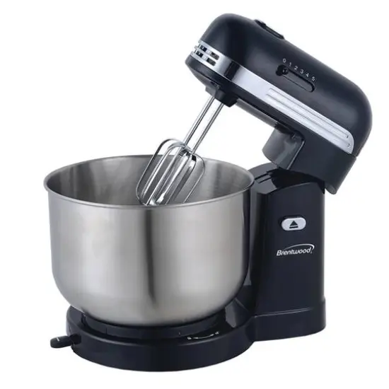 Brentwood 5-Speed Black Stand Mixer with 3qt. Stainless Steel Mixing Bowl {1}