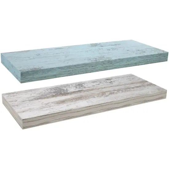 Sorbus 23.7" Extra Long Decorative Floating Shelves, 2ct. Rustic Blue and Rustic White {4}