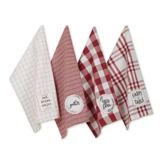 Barn Red Farm To Table Embellished Dishtowel (Set of 4) {1}