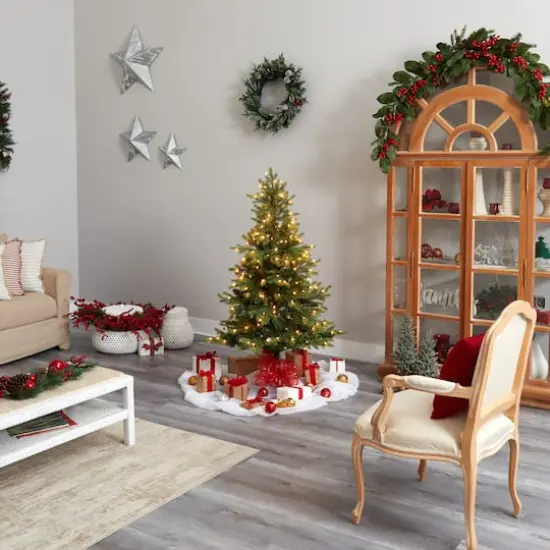 5ft. Pre-Lit North Carolina Spruce Artificial Christmas Tree, Clear LED Lights {10}