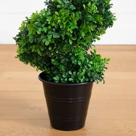 5ft. UV-Resistant Boxwood Spiral Topiary Artificial Tree in Decorative Planter {7}