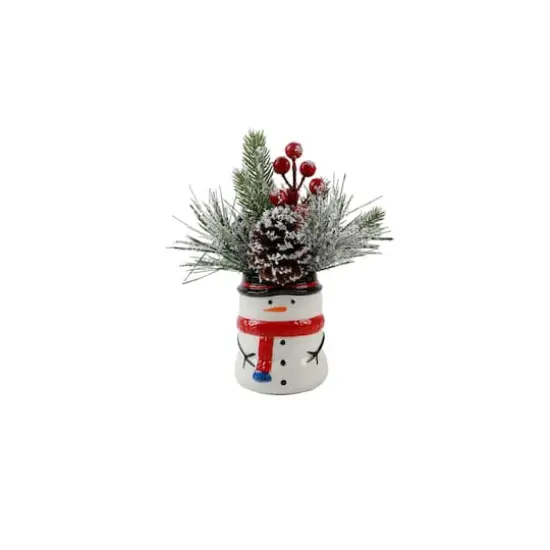 Christmas Mix In 8" Snowman Ceramic Pot {1}