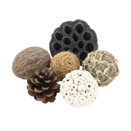 Natural Brown Dried Floral & Rope Orb Vase Filler, 2ct. {3}