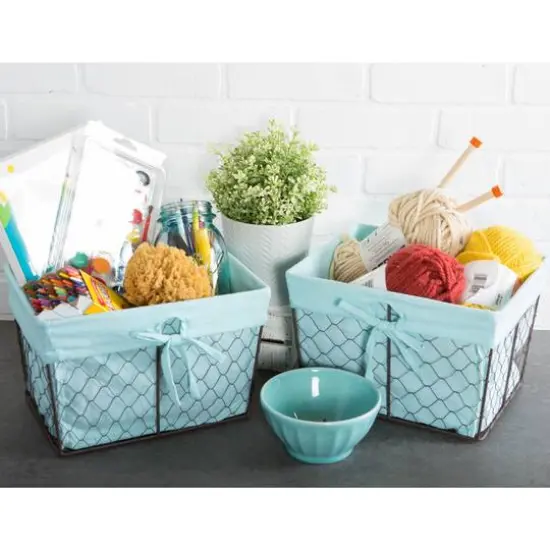 DII&reg; Aqua Lined Chicken Wire Basket Set {6}