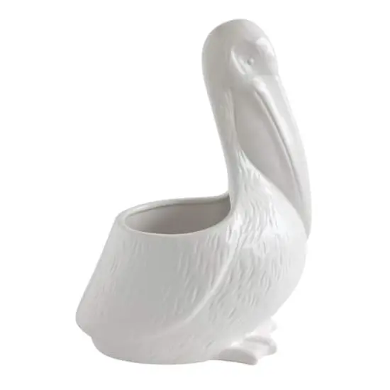 Hello Honey&reg; 13.5" White Pelican Ceramic Planter {1}