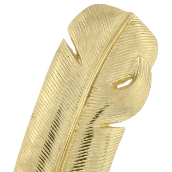 CosmoLiving by Cosmopolitan 12" Gold Aluminum Feather Sculpture {6}