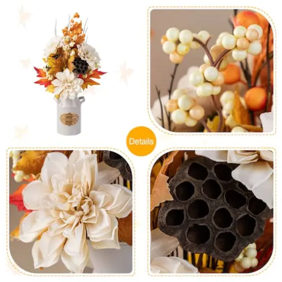 Glitzhome® 22" Fall Dahlia, Lotus Pod and Berry Centerpiece {7}