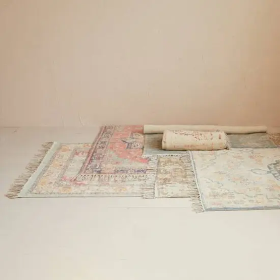 Hello Honey&reg; 4ft. x 6ft. Cotton Chenille Distressed Print Rug with Fringe {4}