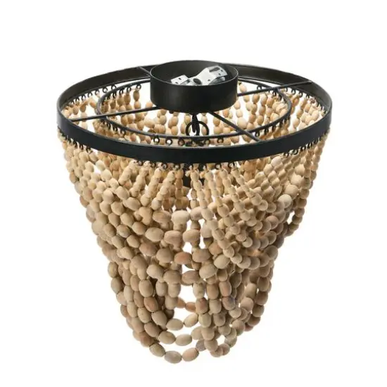 Hello Honey&reg; 2-Tier Draped Wood Bead Semi-Flush Mount Ceiling Light Natural {8}