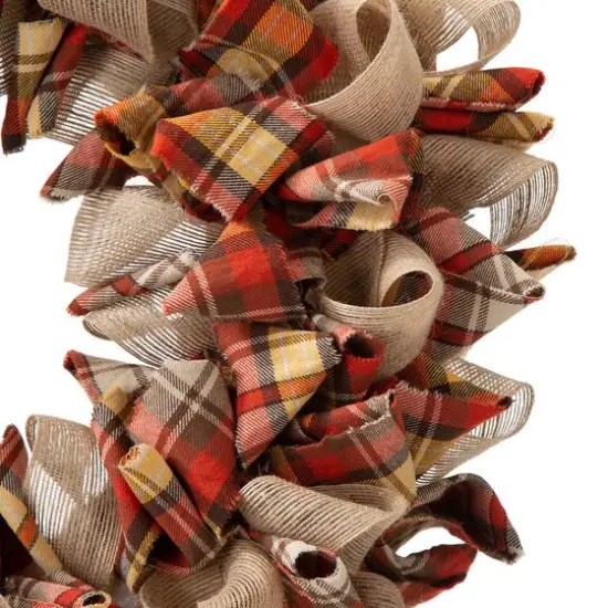 Glitzhome&reg; 18.5" Fall Plaid Fabric Wreath {6}