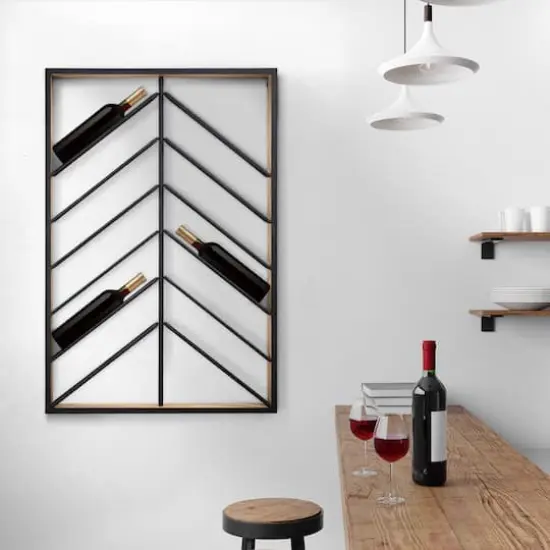 Wood & Metal Wall Mounted Wine Rack {3}