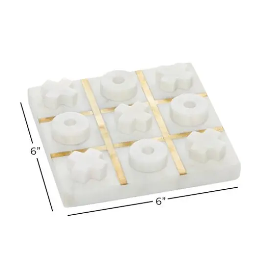 White Marble Tic-Tac-Toe Game Set {8}