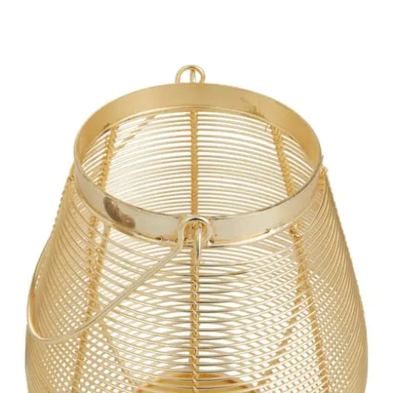 Gold Iron Glam Lantern, 11" x 8" x 8" {5}