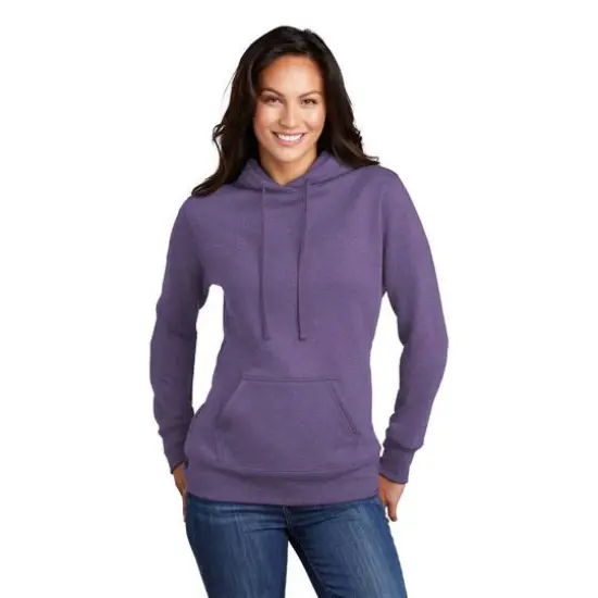 Port & Company&reg; Hooded Pullover Ladies Core Fleece Sweatshirt Heather Purple {3}