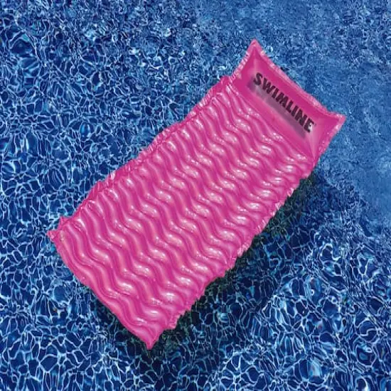 72" Inflatable Pink Bubble Swirled Swimming Pool Mattress Float {4}