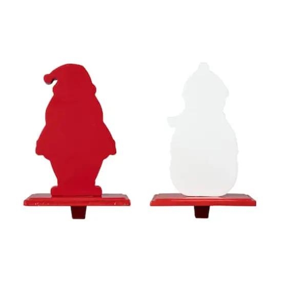 Glitzhome&reg; 6.5" Christmas Santa & Snowman Stocking Holder Set {8}