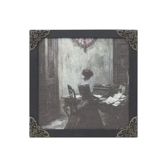 7" Reading Woman Tabletop Décor in Black Frame with Filigree Corners by Ashland® {1}