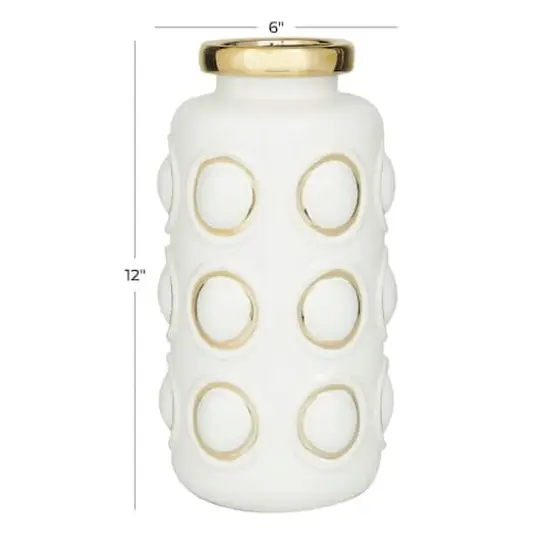 White Stoneware Contemporary Vase, 12" x 6" x 6" {6}