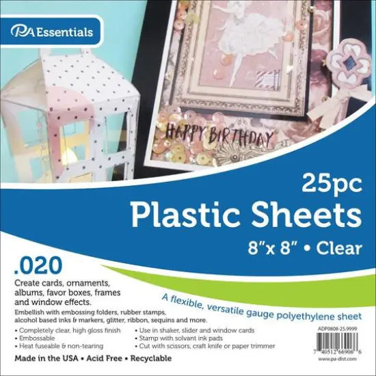 PA Paper&trade; Accents Clear 8" x 8" Plastic Sheets, 25ct. {1}