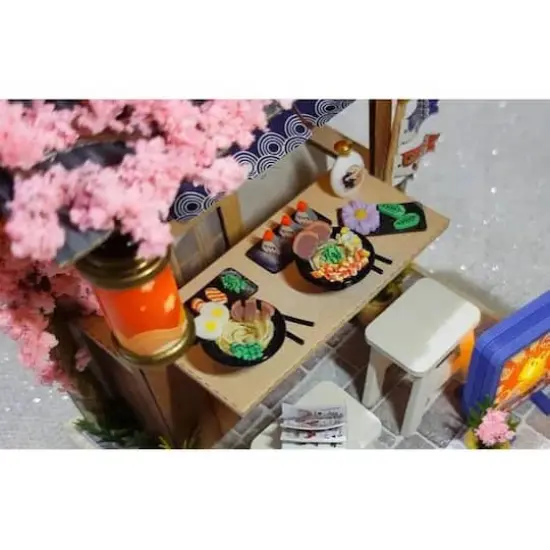 Wizardi Sakura Noodles Shop Miniature Dollhouse Roombox Kit {5}