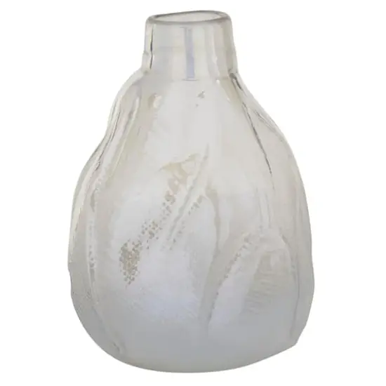 14" White Contemporary Glass Vase {1}