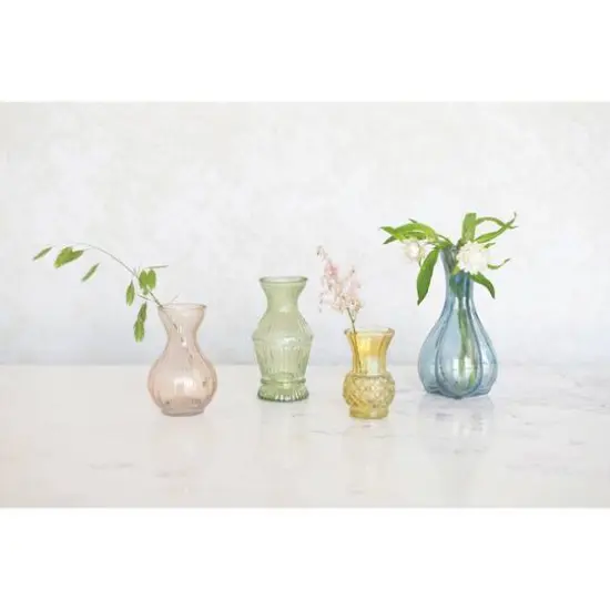 Hello Honey&reg; Debossed Colored Glass Vase Set {3}