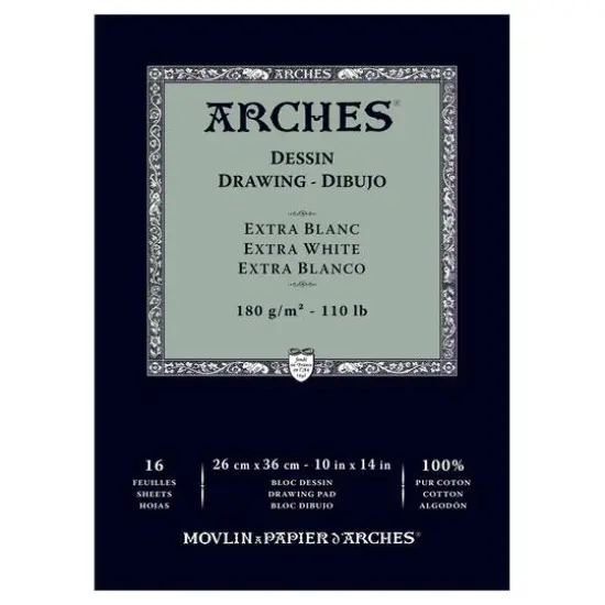 Arches&reg; 110lb. White Drawing Pad, 10" x 14" {1}