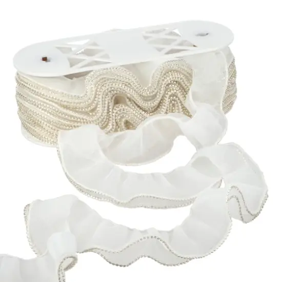 3.3" White Sheer Pleat with Rhinestone Trim by Celebrate It&reg; {1}