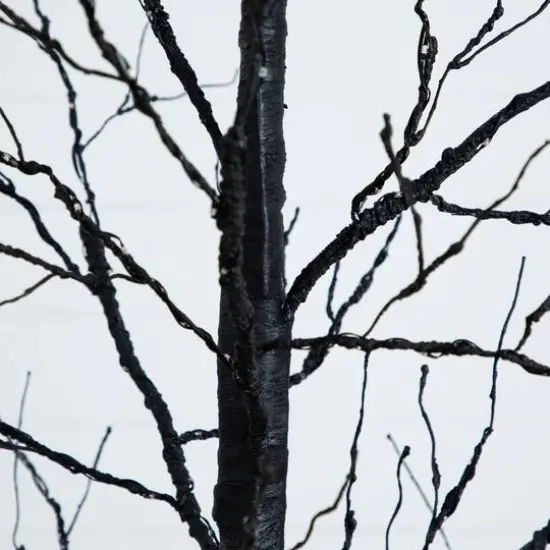 8ft. Pre-Lit Halloween Black Twig Artificial Tree with 510 Orange & Purple LED Lights {7}