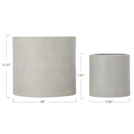 Hello Honey® Stoneware Planters with Embossed Cross Hatch Texture Set Gray {8}