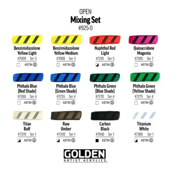 Golden&reg; Open Acrylics 12 Color Slow Drying Paint Mixing Set {4}