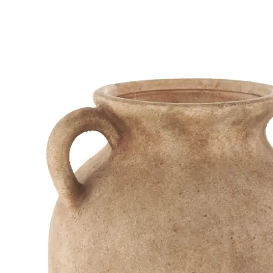20" Brown Antique Ceramic Vase with Handles {6}