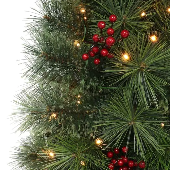 4ft. Pre-Lit Potted Cascade Pine Artificial Christmas Tree, White LED lights {3}