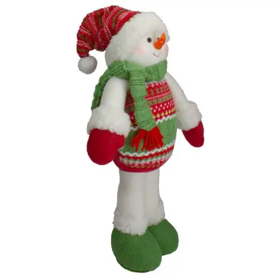 17.5" Red & Green Jolly Plush Snowman Christmas Figure {4}