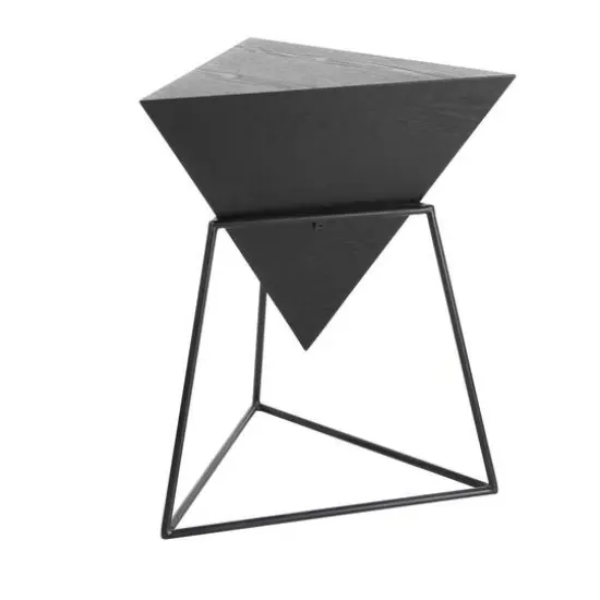 Gray Metal & Wood Modern Accent Table {3}